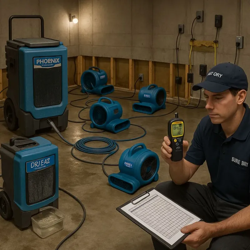 Structural Drying and Dehumidification process in Gorman, TX